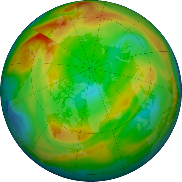 Arctic ozone map for 13 January 2022
